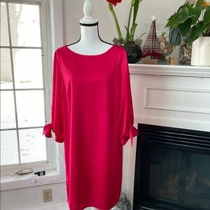 Elegant Red Dress with Bow Sleeves